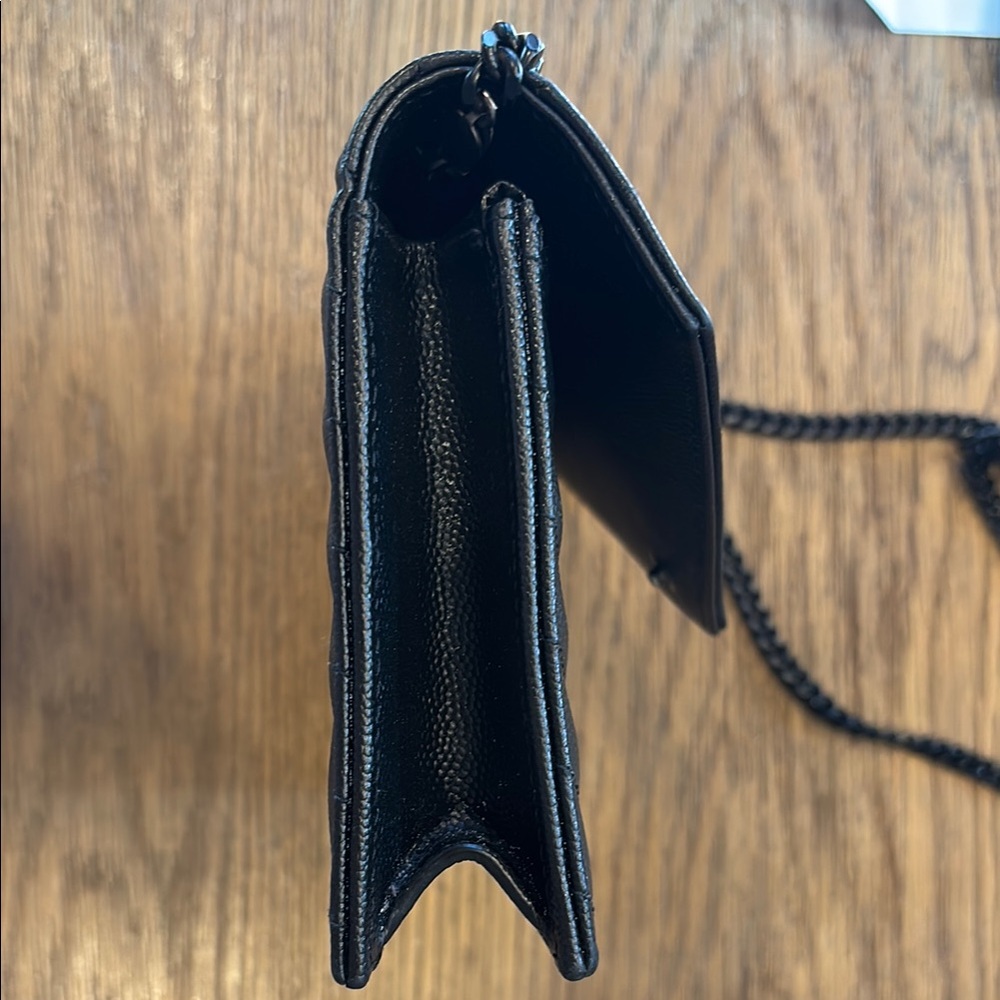 Authentic CASSANDRE ENVELOPE CHAIN X body purse-GRAIN DE POUDRE -black Receipt - Picture 7 of 9